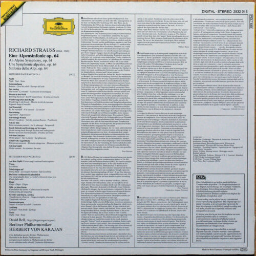 Strauss • Symphonie alpestre • Eine Alpensinfonie • DGG 2532 015 Digital • Berliner Philharmoniker • Herbert von Karajan