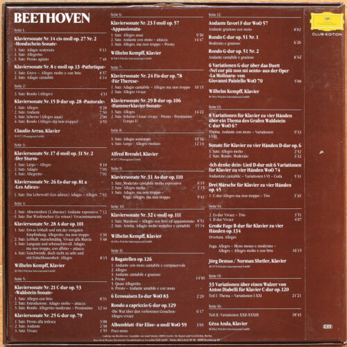 Beethoven • Sonates et pièces pour piano • Klaviersonaten und Klavierstücke • Sonatas and piano works • DGG 38 977 5 • Claudio Arrau • Alfred Brendel • Wilhelm Kempff