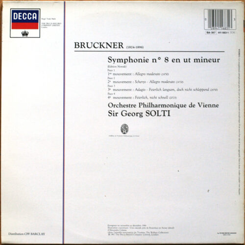 Bruckner • Symphonie n° 8 en ut mineur • Symphonie Nr. 8 C-moll • Decca 411 683-1 • Wiener Philharmoniker • Georg Solti