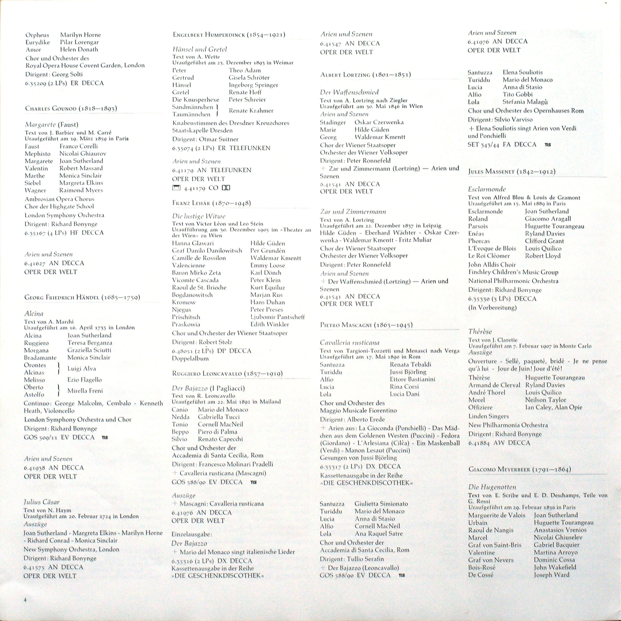 Catalogue 1976 des opéras Decca page 4