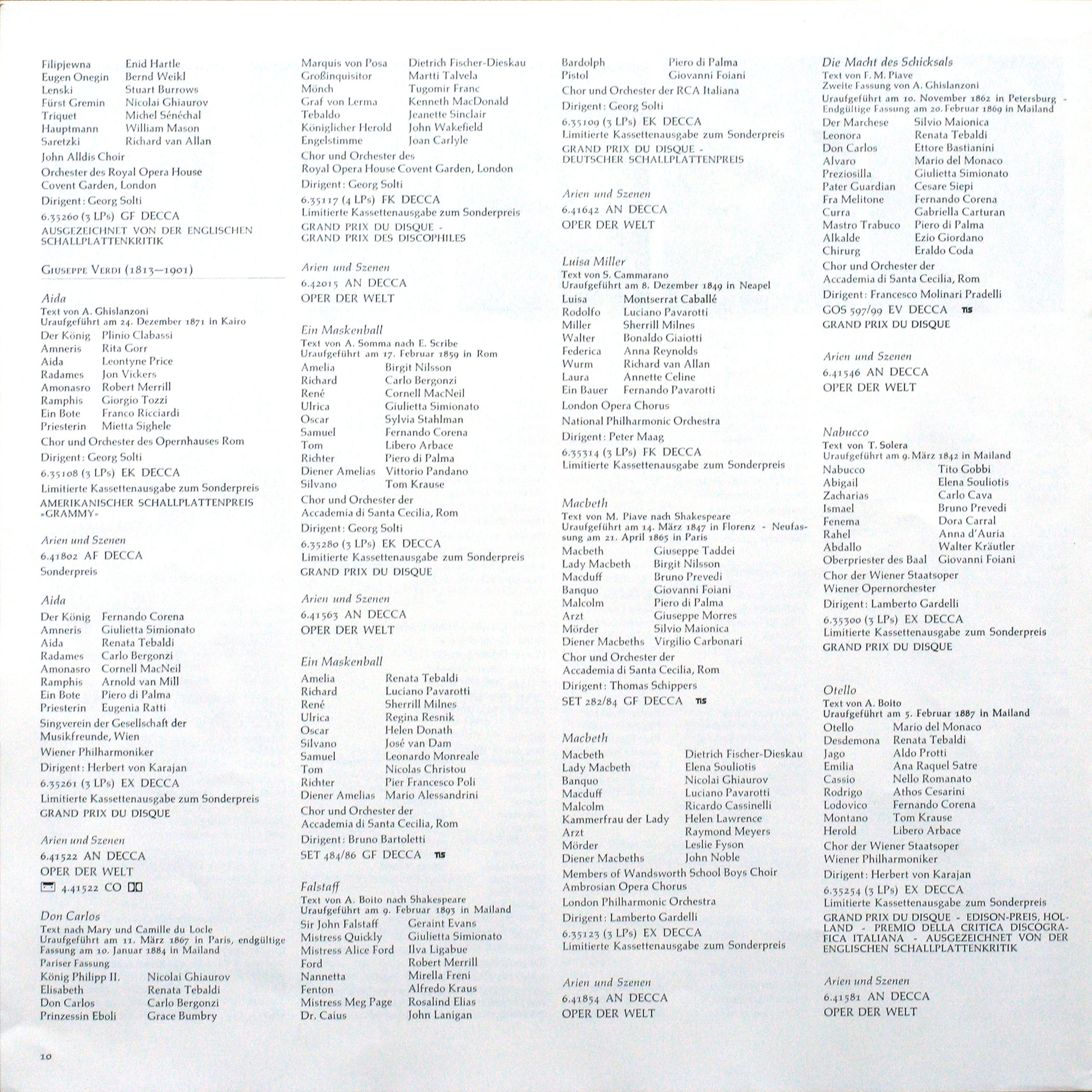 Catalogue 1976 des opéras Decca page 10