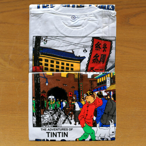 Hergé • Tintin • Le Lotus Bleu • Rempart • T-shirt • Blanc • Col rond • Taille M • Neuf • Sous emballage scellé