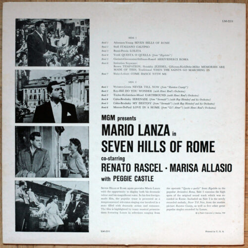 Mario Lanza • Seven hills of Rome • Arrivederci Roma • Les sept collines de Rome • BO • Motion picture soundtrack • RCA LM-2211