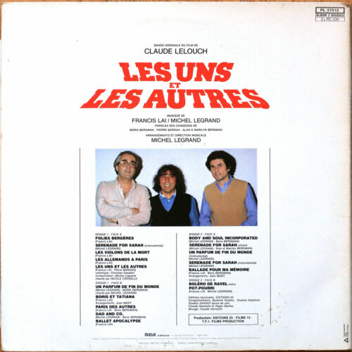 Michel Legrand • Francis Lai • Boris Bergman • Les uns et les autres • Claude Lelouch • BO • Motion picture soundtrack • RCA PL 37512