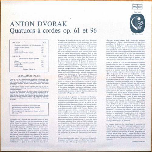 Dvořák • Quatuors à cordes • Streichquartette • String Quartets • n° 12 - Op. 96 "Américain" & 11 - Op. 61 • Calliope CAL 1617 • Quatuor Talich
