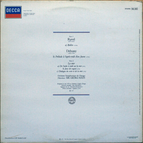 Ravel – Boléro • Debussy – Prélude à l'après midi d'un faune – La mer • Decca 591096 • Chicago Symphony Orchestra • Georg Solti