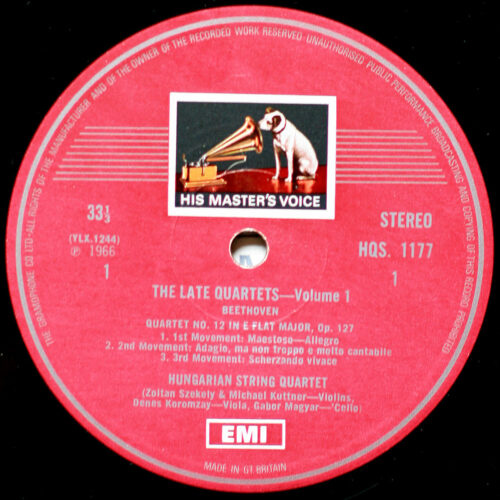 Beethoven • The late quartets • Vol 1 • String quartets No. 12 – Op. 127 & 16 – Op. 135 • Streichquartett Nr. 12 & Nr. 16 • Quatuor à cordes n° 12 & 16 • EMI HQS 1177 • Hungarian Quartet