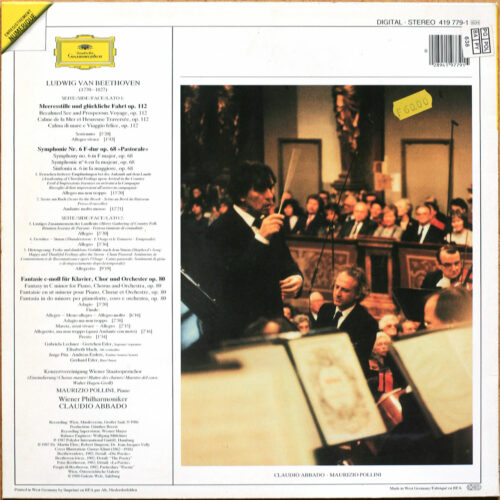 Beethoven • Symphonie n° 6 "Pastorale" • Fantasie für Klavier & Chor & Orchester • DGG 419 779-1 Digital • Maurizio Pollini • Wiener Philharmoniker • Claudio Abbado