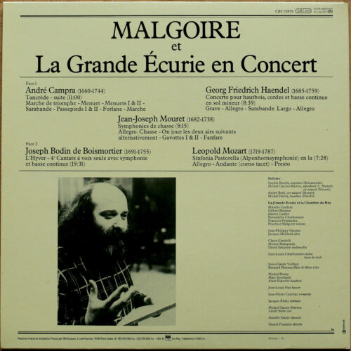 Campra • Händel • Mouret • Bodin de Boismortier • Mozart • Malgoire et la Grande Écurie en concert • CBS 76859 • La Grande Écurie et la Chambre du Roy • Jean-Claude Malgoire
