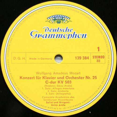 Mozart • Concertos pour piano n° 25 – KV 503 & n° 8 – KV 246 • DGG 138 384 SLPM • Camerata Academica des Salzburger Mozarteums • Geza Anda