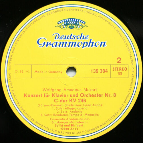 Mozart • Concertos pour piano n° 25 – KV 503 & n° 8 – KV 246 • DGG 138 384 SLPM • Camerata Academica des Salzburger Mozarteums • Geza Anda