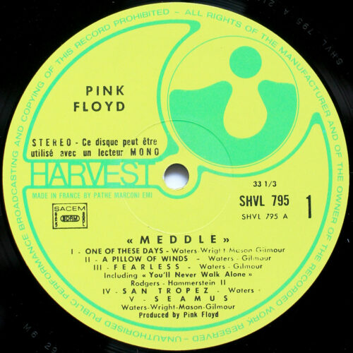Pink Floyd • Meddle • Harvest SHVL 795 – EMI 2C 064-04917 (Y Price Code) • David Gilmour • Nick Mason • Roger Waters • Richard Wright