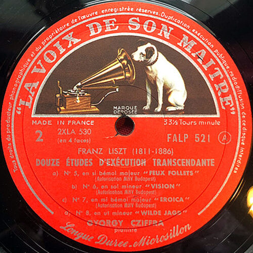 Liszt • Douze études d'éxécution transcendante • La Voix de son maître FALP 521/522 • György Cziffra