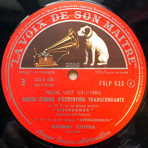 Liszt • Douze études d'éxécution transcendante • La Voix de son maître FALP 521/522 • György Cziffra