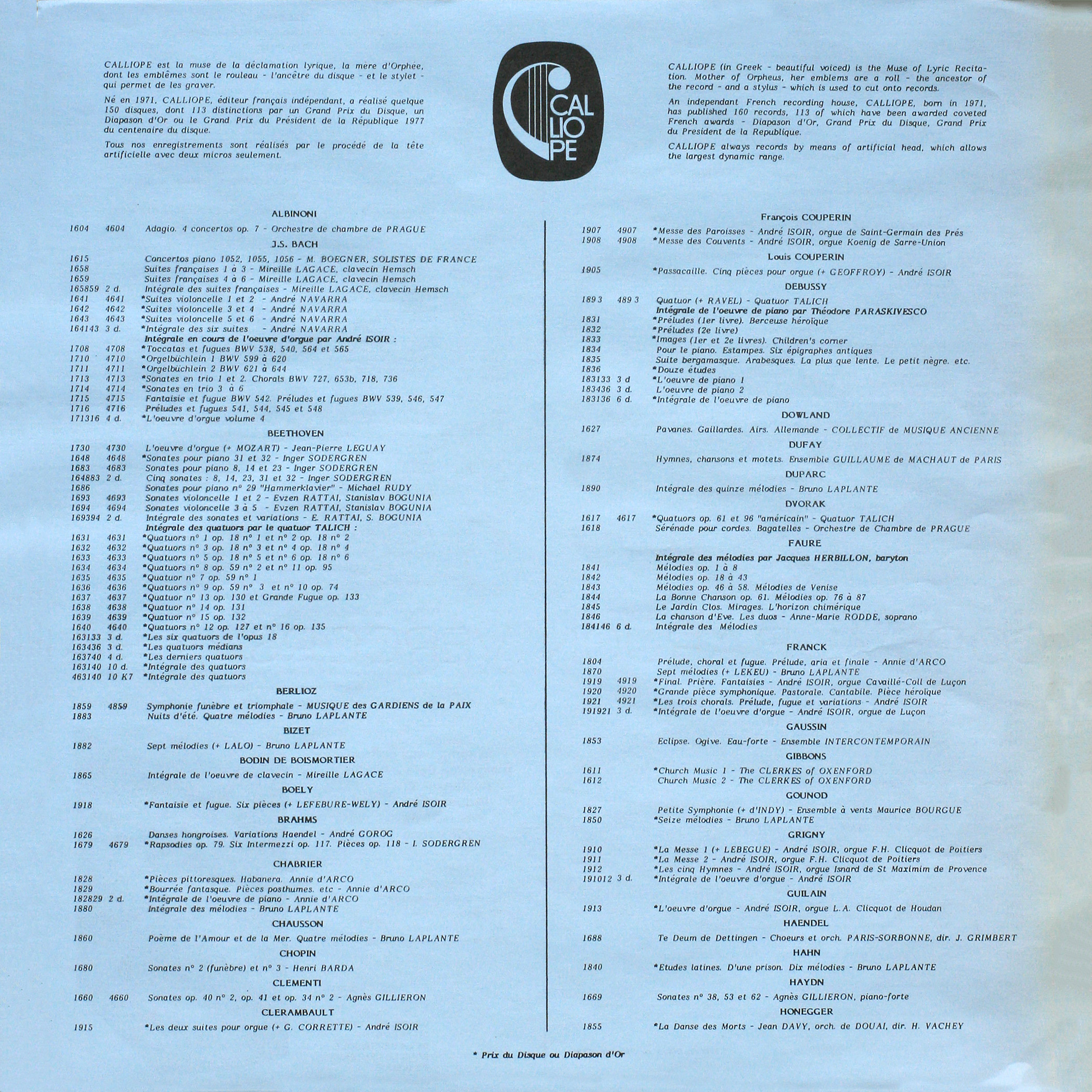 Catalogue 1978 Calliope