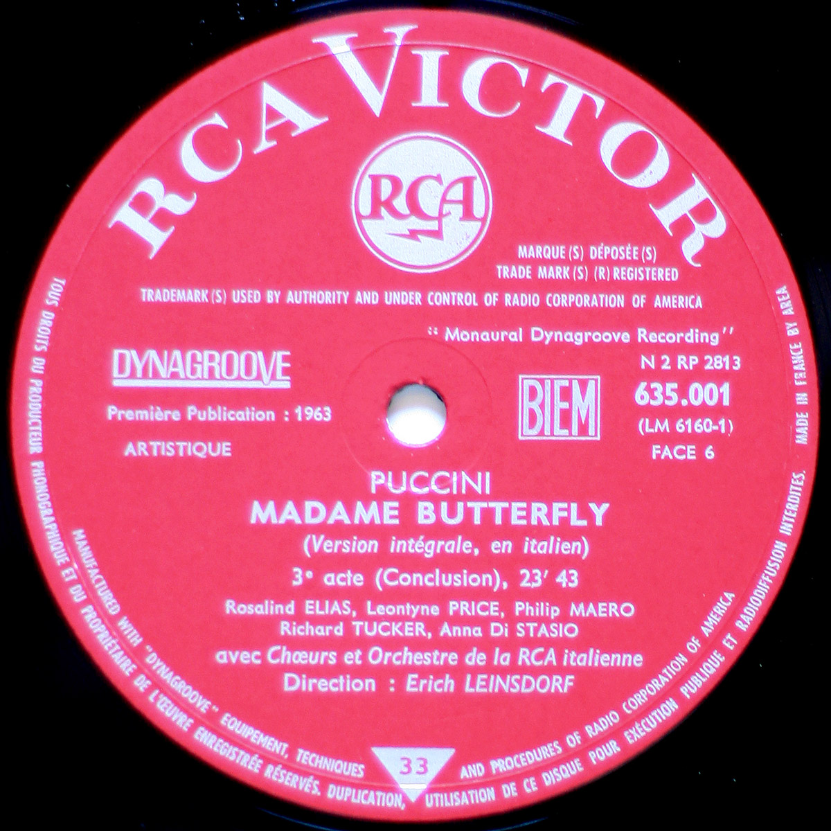 Puccini • Madama Butterfly • RCA Victor Dynagroove 655.001-003 • Leontyne Price • Richard Tucker • Rosalind Elias • Philip Maero • RCA Italiana Opera Orchestra • Erich Leinsdorf
