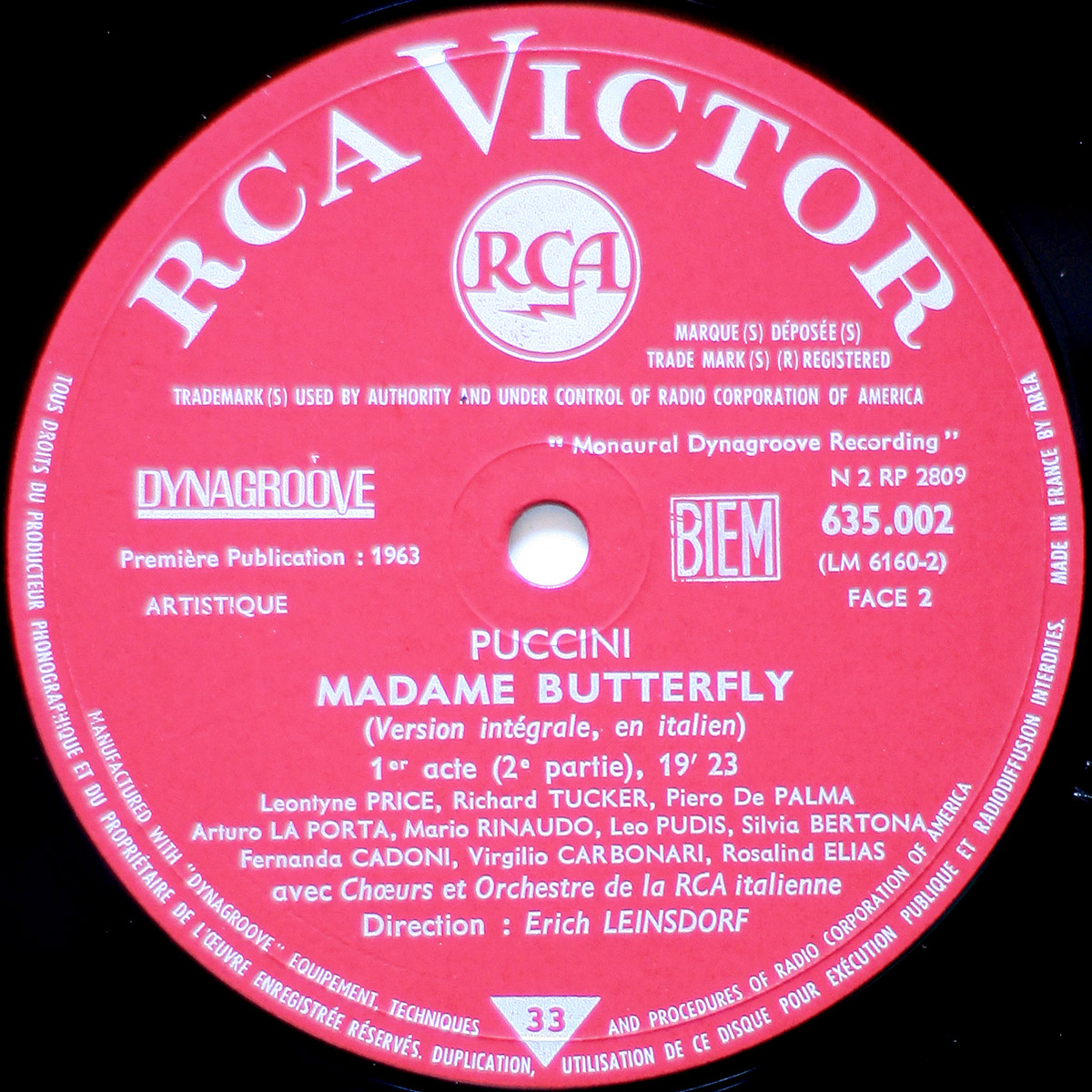 Puccini • Madama Butterfly • RCA Victor Dynagroove 655.001-003 • Leontyne Price • Richard Tucker • Rosalind Elias • Philip Maero • RCA Italiana Opera Orchestra • Erich Leinsdorf
