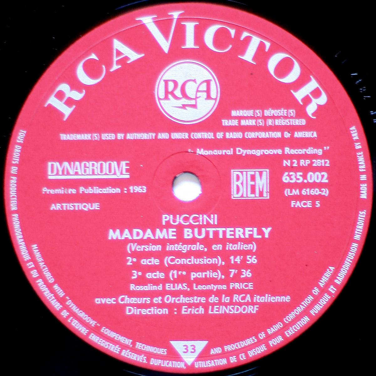 Puccini • Madama Butterfly • RCA Victor Dynagroove 655.001-003 • Leontyne Price • Richard Tucker • Rosalind Elias • Philip Maero • RCA Italiana Opera Orchestra • Erich Leinsdorf