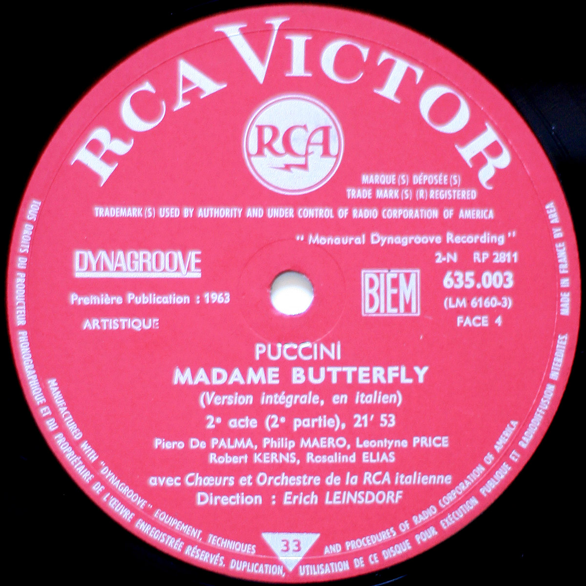 Puccini • Madama Butterfly • RCA Victor Dynagroove 655.001-003 • Leontyne Price • Richard Tucker • Rosalind Elias • Philip Maero • RCA Italiana Opera Orchestra • Erich Leinsdorf
