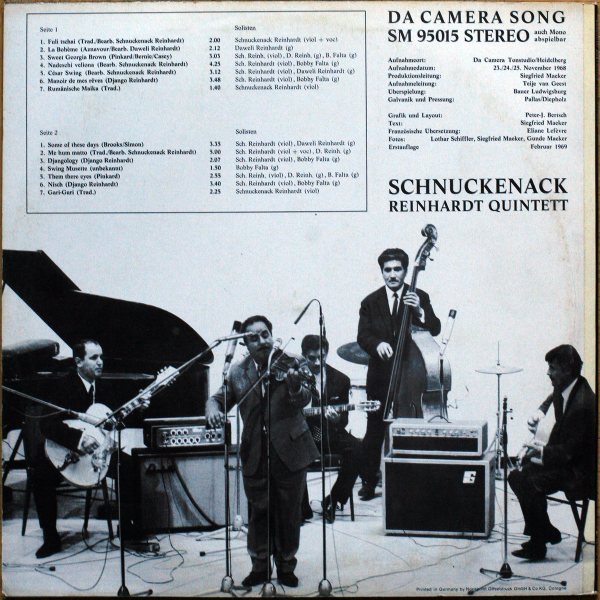 Schnuckenack Reinhardt Quintett • Musik Deutscher Zigeuner (Musique des Tsiganes allemands) • Da Camera Song SM 95015 • Franz "Schnuckenack" Reinhardt • Spatzo Weiß