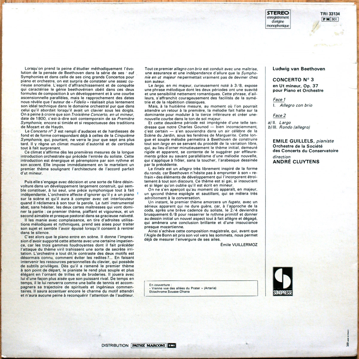 Beethoven • Concerto pour piano n° 3 • Trianon TRI 33134 • Emil Gilels (Guilels) • Orchestre de la Société des Concerts du Conservatoire • André Cluytens