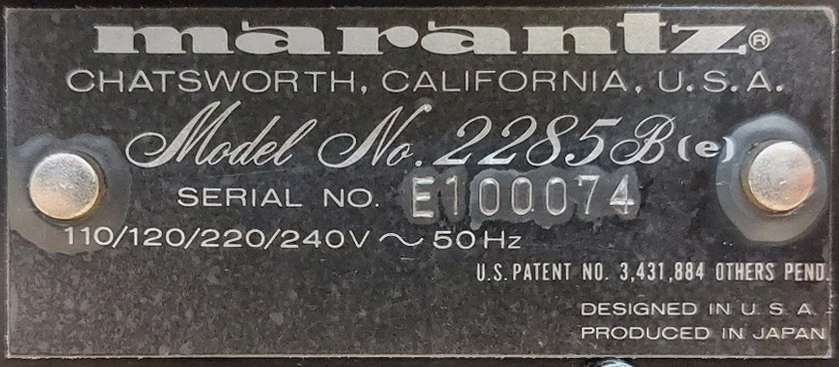 Marantz 2285B • Numéro de série • Serial Number