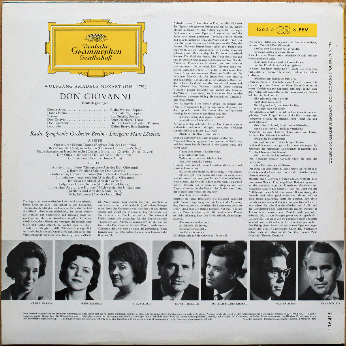 Mozart • Don Giovanni • DGG 136 415 SLPEM Red Stereo • Dietrich Fischer-Dieskau • Rita Streich • Ernst Haefliger • Walter Berry • Radio-Symphonie-Orchester Berlin • Hans Löwlein