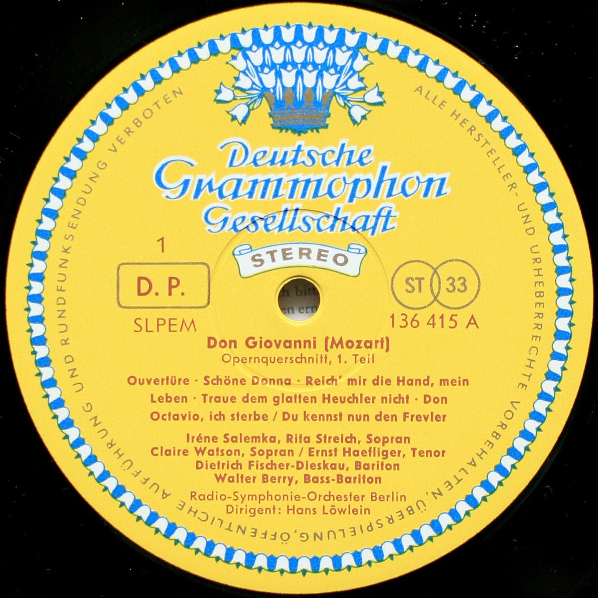 Mozart • Don Giovanni • DGG 136 415 SLPEM Red Stereo • Dietrich Fischer-Dieskau • Rita Streich • Ernst Haefliger • Walter Berry • Radio-Symphonie-Orchester Berlin • Hans Löwlein