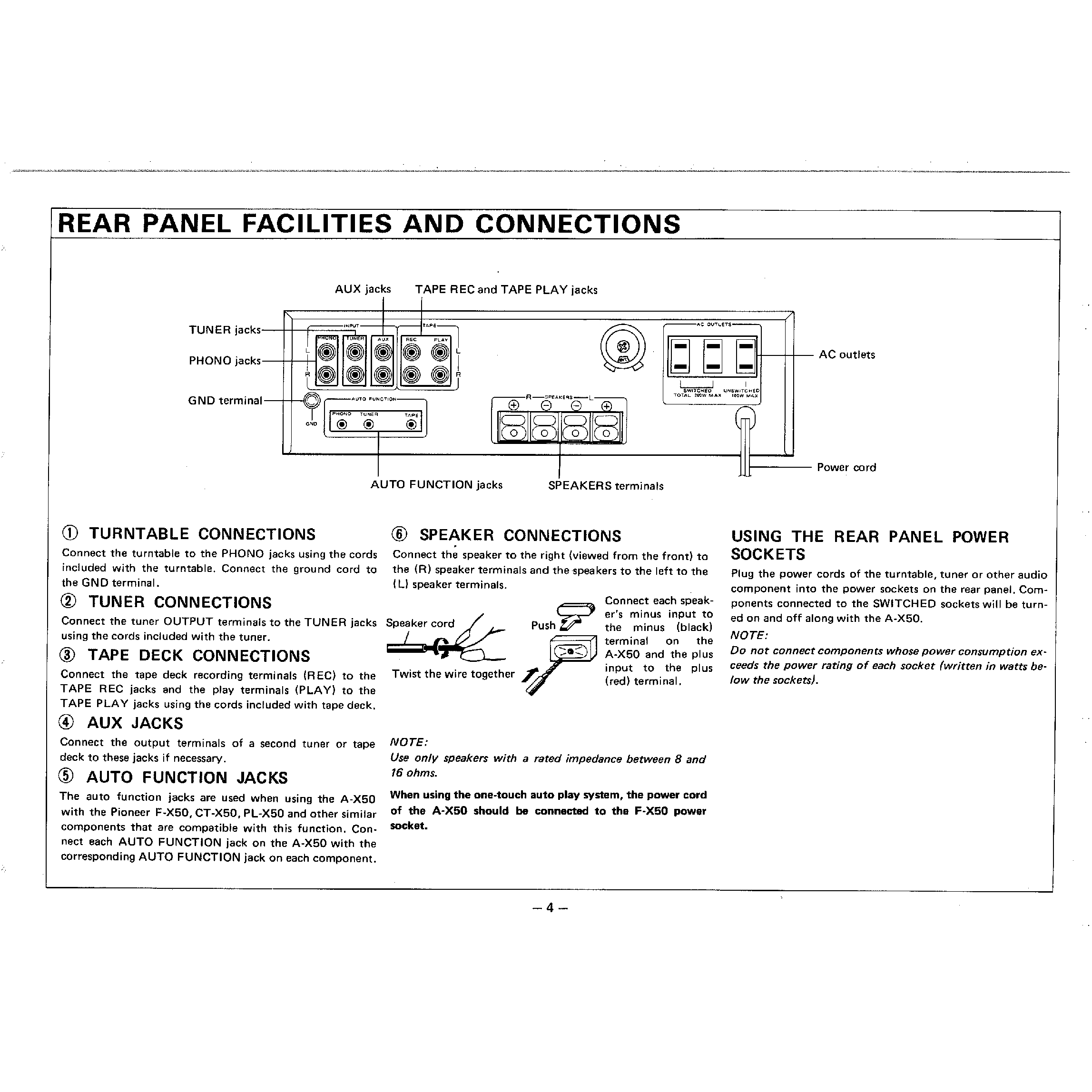 Pioneer A-X50 ou AX-30 • Câble RCA mâle-mâle + jack 3.5 mm + terre pour l’auto fonction de l’amplificateur • 0.5 m • Occasion • Used – Image 2