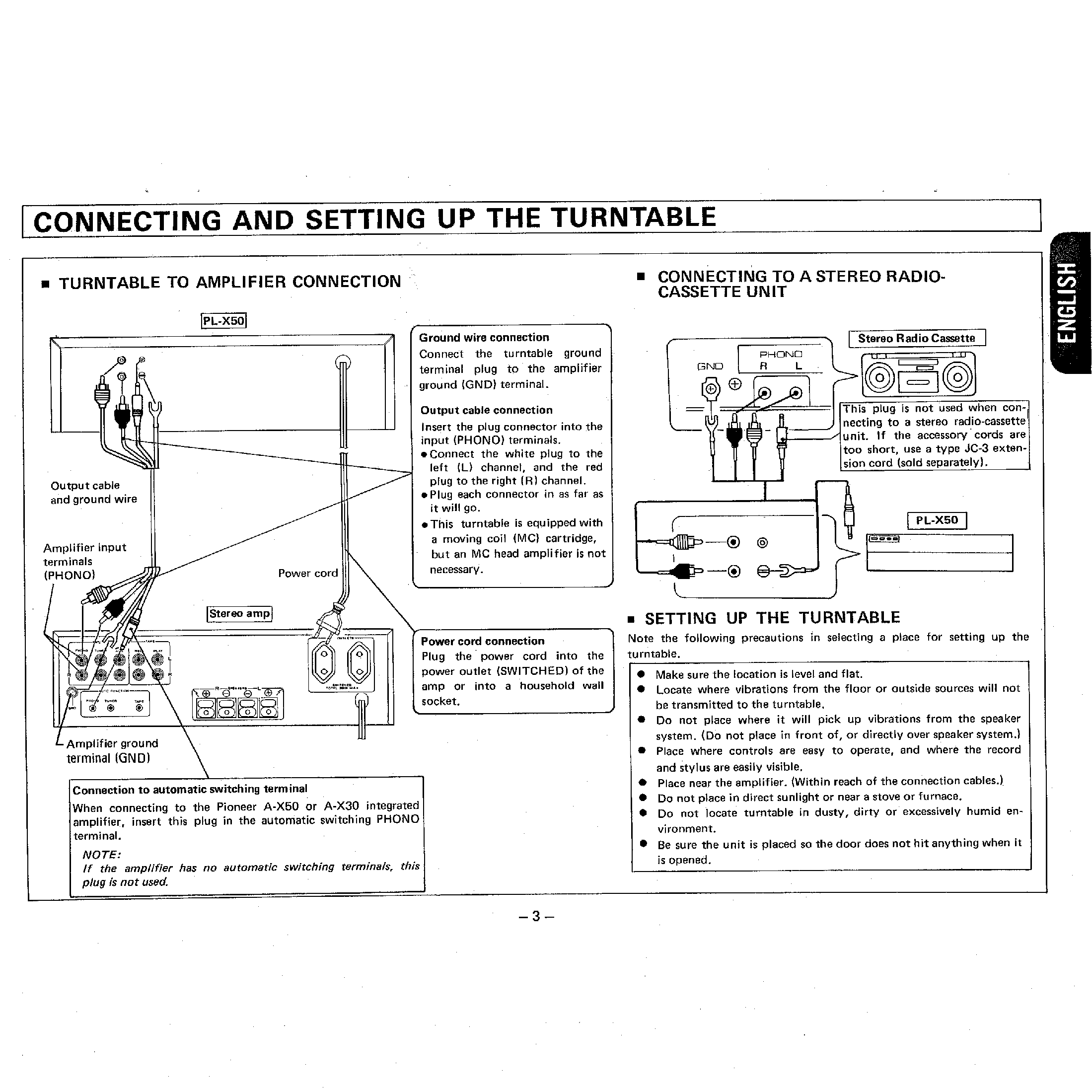 Pioneer A-X50 ou AX-30 • Câble RCA mâle-mâle + jack 3.5 mm pour l’auto fonction de l’amplificateur • 0.5 m • Occasion • Used