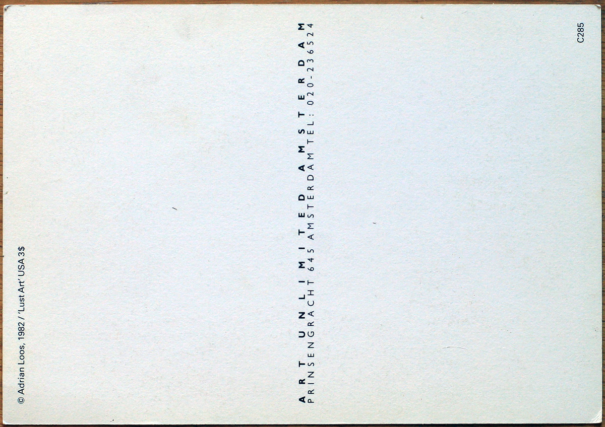 Adrian Loos • Lust Art USA 3 $ • Carte postale • Editions Art Unlimited • 1982