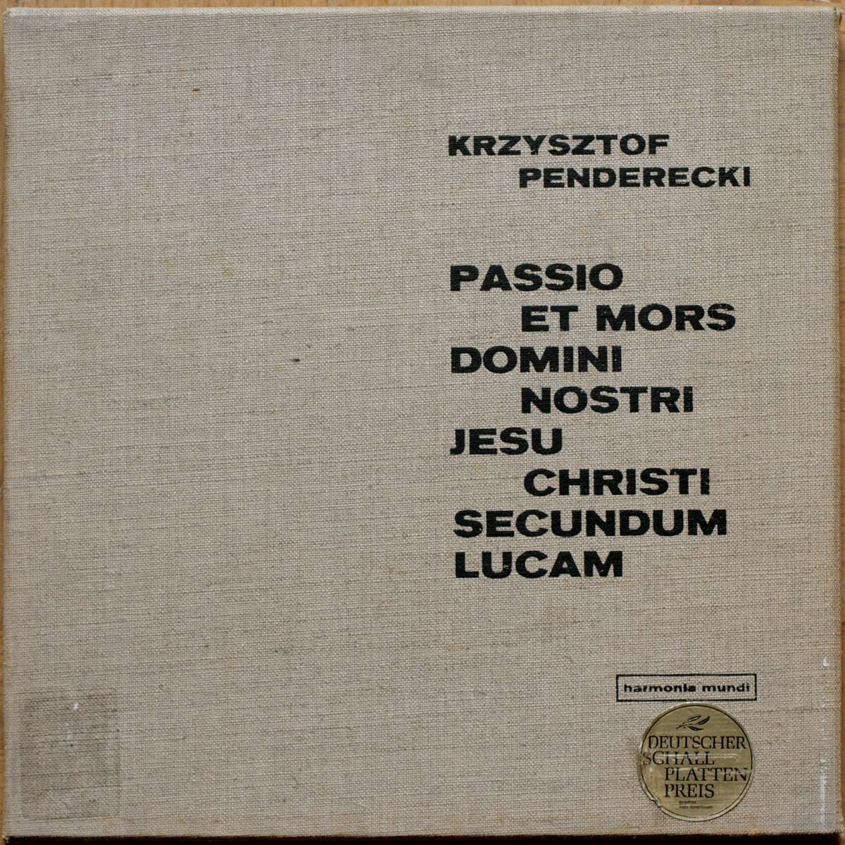 Penderecki • Lukaspassion • Passio Et Mors Domini Nostri Jesu Christi Secundum Lucam • Harmonia Mundi HMLS 3101/2 • Das kölner Rundfunk-Sinfonie-Orchester • Henryk Czyz