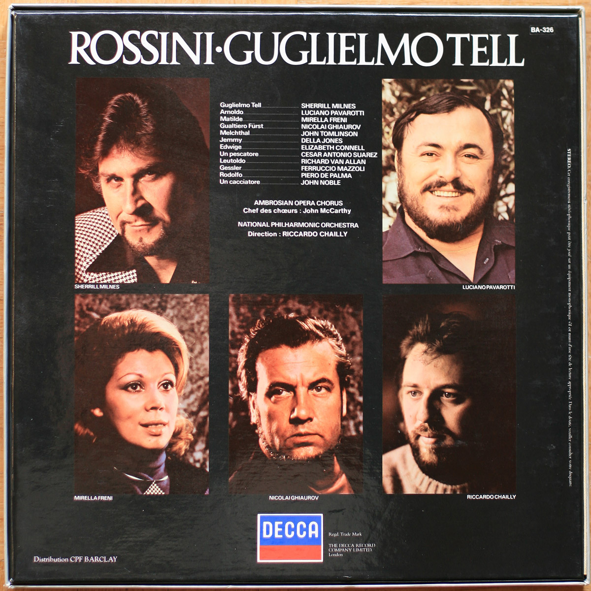 Rossini • Guillaume Tell • Guglielmo Tell • Decca 591 032 • Sherrill Milnes • Luciano Pavarotti • Mirella Freni • Nicolai Ghiaurov • National Philharmonic Orchestra • Riccardo Chailly