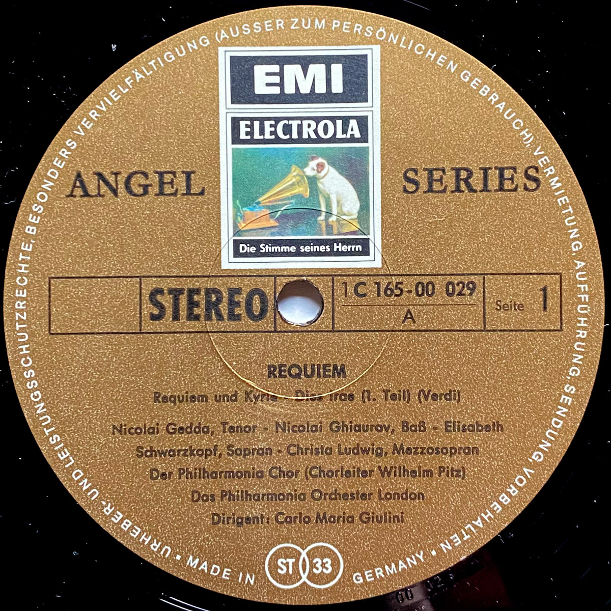 Verdi • Requiem • EMI 1C 165-00 029/30 Angel Series • Elisabeth Schwarzkopf • Nicolai Gedda • Nicolai Ghiaurov • Christa Ludwig • Philhamonia Orchestra • Carlo Maria Giulini