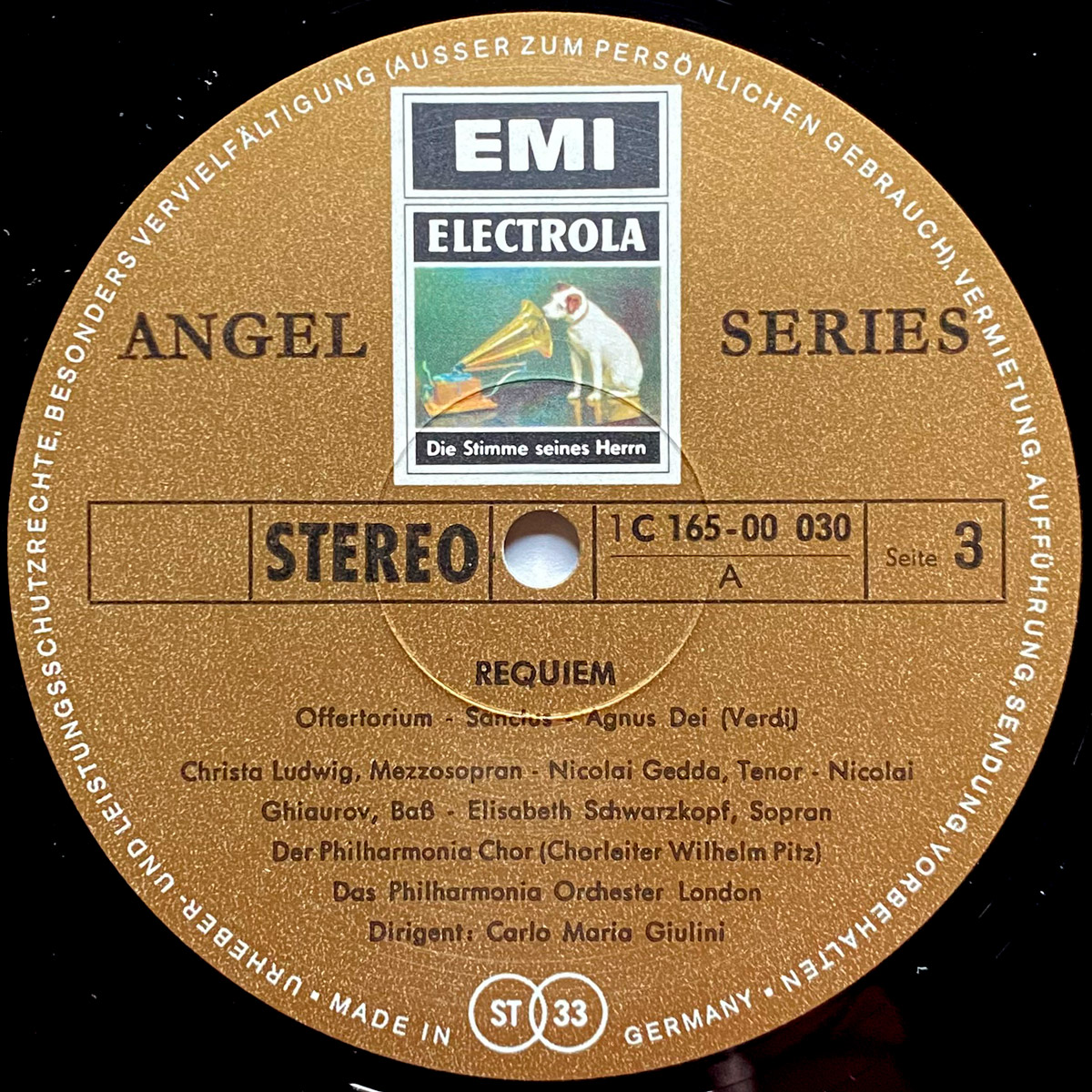 Verdi • Requiem • EMI 1C 165-00 029/30 Angel Series • Elisabeth Schwarzkopf • Nicolai Gedda • Nicolai Ghiaurov • Christa Ludwig • Philhamonia Orchestra • Carlo Maria Giulini