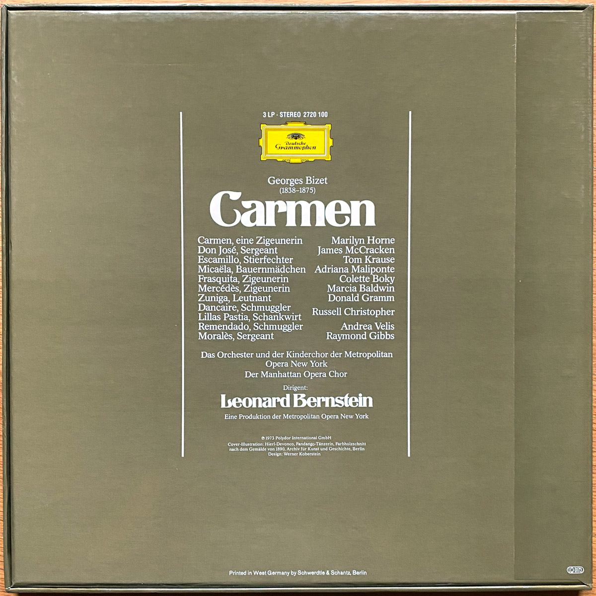 Bizet • Carmen • DGG 2720 100 • Marilyn Horne • James McCracken • Tom Krause • Marcia Baldwin • The Metropolitan Opera Orchestra • Leonard Bernstein