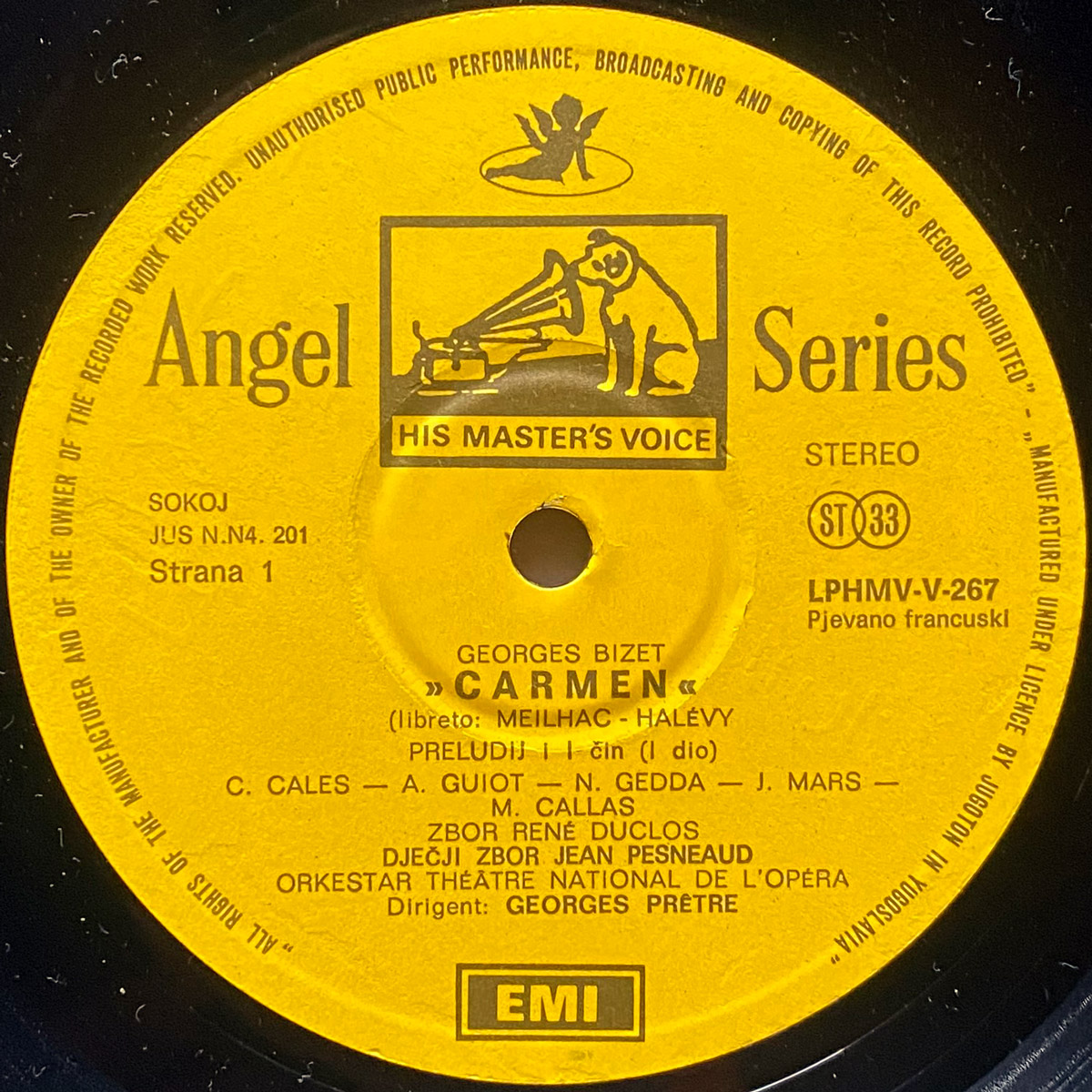 Bizet • Carmen • Jugoton LPHMV-267/8/9 • Maria Callas • Nicolai Gedda • Andréa Guiot • Jane Berbié • Robert Massard • Orchestre du Théâtre National de l'Opéra • Georges Prêtre