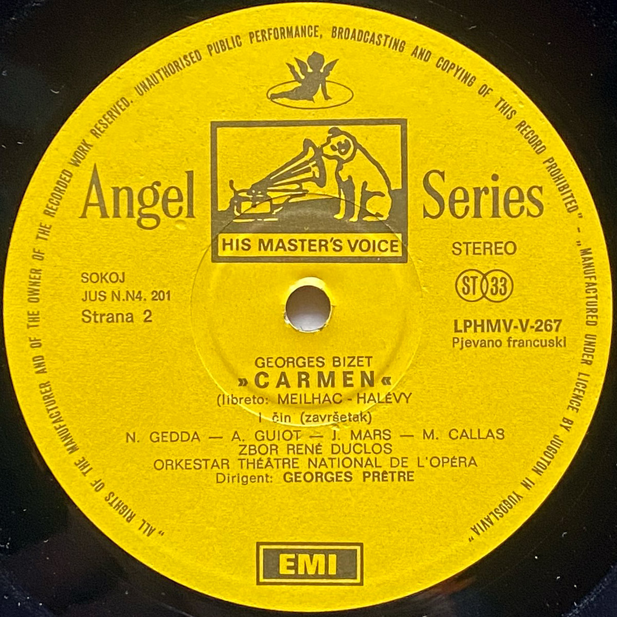 Bizet • Carmen • Jugoton LPHMV-267/8/9 • Maria Callas • Nicolai Gedda • Andréa Guiot • Jane Berbié • Robert Massard • Orchestre du Théâtre National de l'Opéra • Georges Prêtre