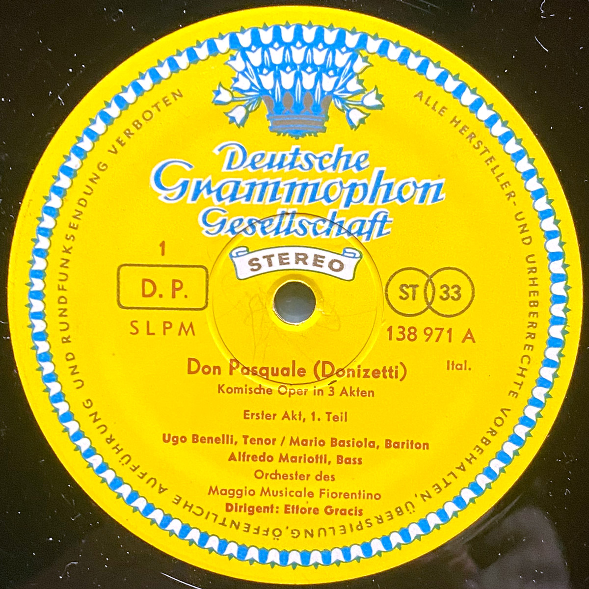 Donizetti • Don Pasquale • DGG 138 971/72 SLPM • Anna Maccianti • Mario Basiola • Ugo Benelli • Augusto Frati • Alfredo Mariotti • Orchester Des Maggio Musicale Fiorentino • Ettore Gracis