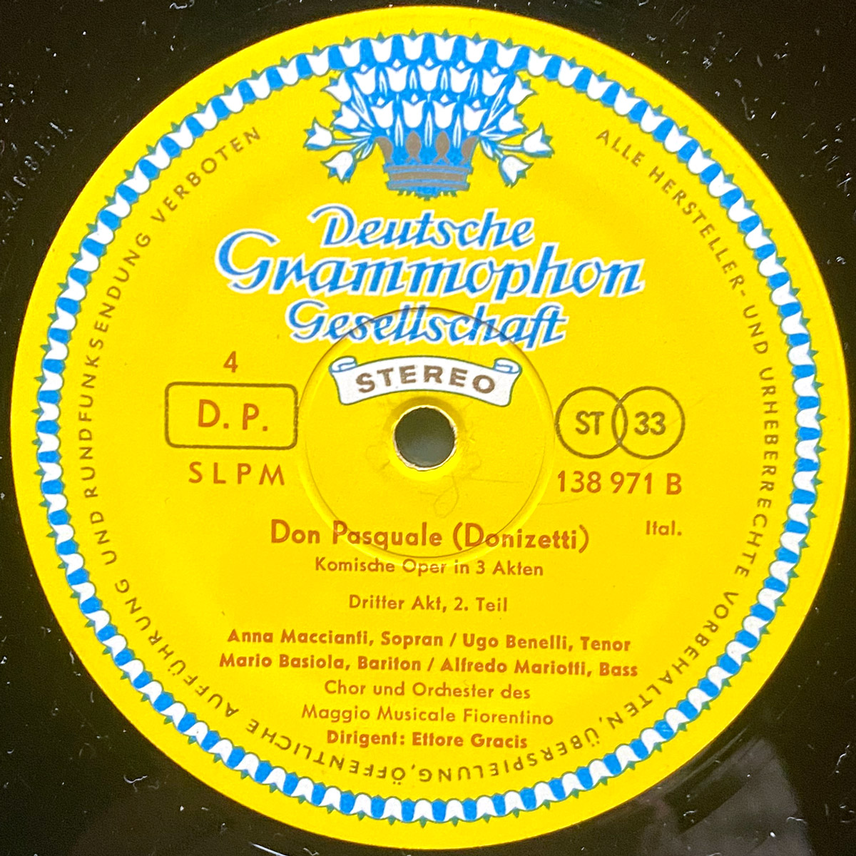 Donizetti • Don Pasquale • DGG 138 971/72 SLPM • Anna Maccianti • Mario Basiola • Ugo Benelli • Augusto Frati • Alfredo Mariotti • Orchester Des Maggio Musicale Fiorentino • Ettore Gracis