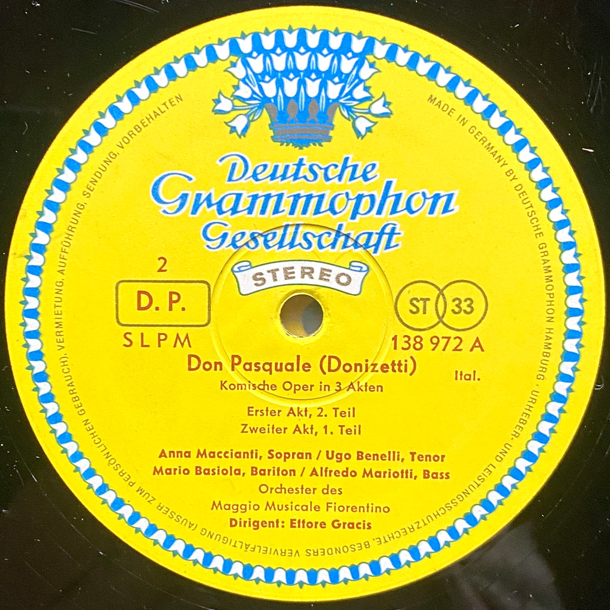 Donizetti • Don Pasquale • DGG 138 971/72 SLPM • Anna Maccianti • Mario Basiola • Ugo Benelli • Augusto Frati • Alfredo Mariotti • Orchester Des Maggio Musicale Fiorentino • Ettore Gracis
