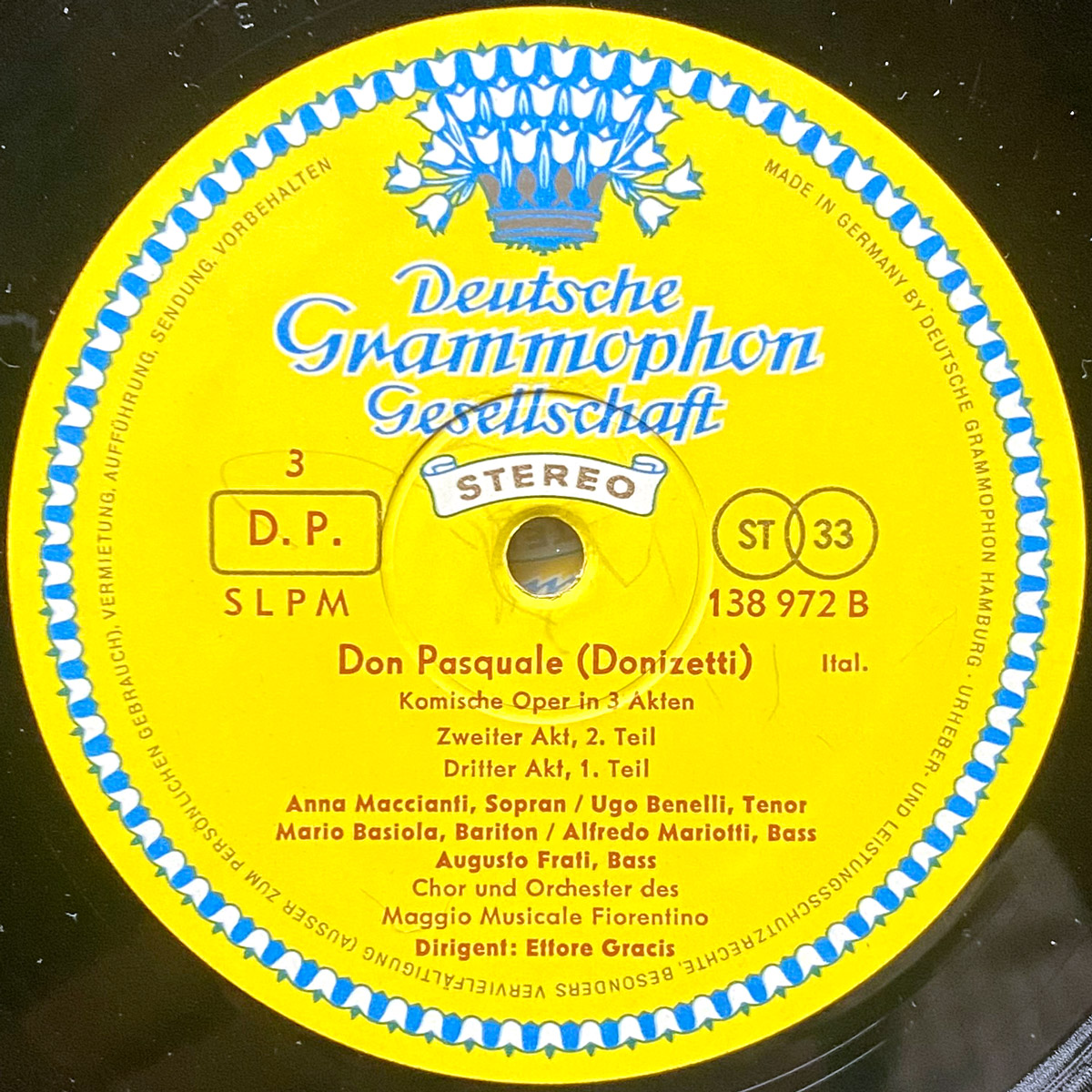 Donizetti • Don Pasquale • DGG 138 971/72 SLPM • Anna Maccianti • Mario Basiola • Ugo Benelli • Augusto Frati • Alfredo Mariotti • Orchester Des Maggio Musicale Fiorentino • Ettore Gracis