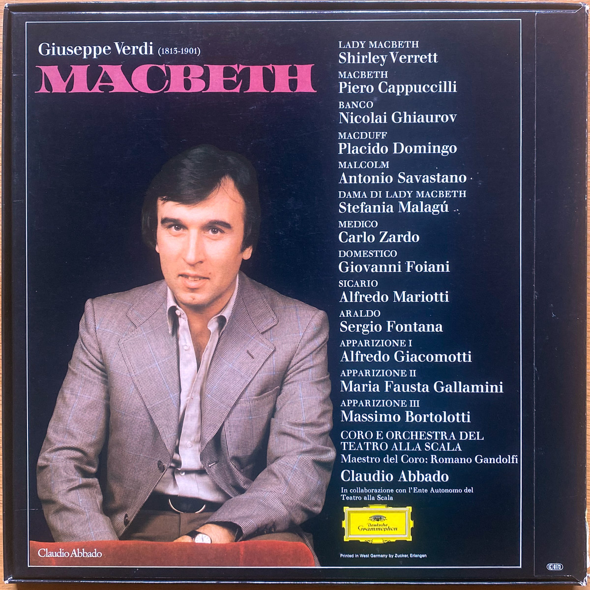 Verdi • Macbeth • DGG 2740 158 • Shirley Verrett • Piero Cappuccilli • Plácido Domingo • Nicolai Ghiaurov • Orchestra del Teatro alla Scala • Claudio Abbado
