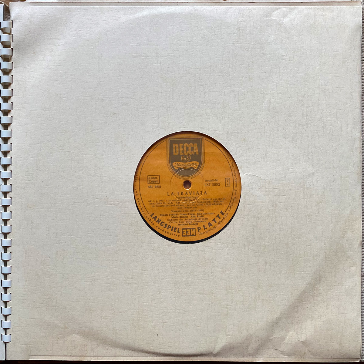 Verdi • La Traviata • LXT 2992/2993/2994 • Renata Tebaldi • Gianni Poggi • Aldo Protti • Orchestra dell'Accademia Nazionale di Santa Cecilia • Francesco Molinari Pradelli