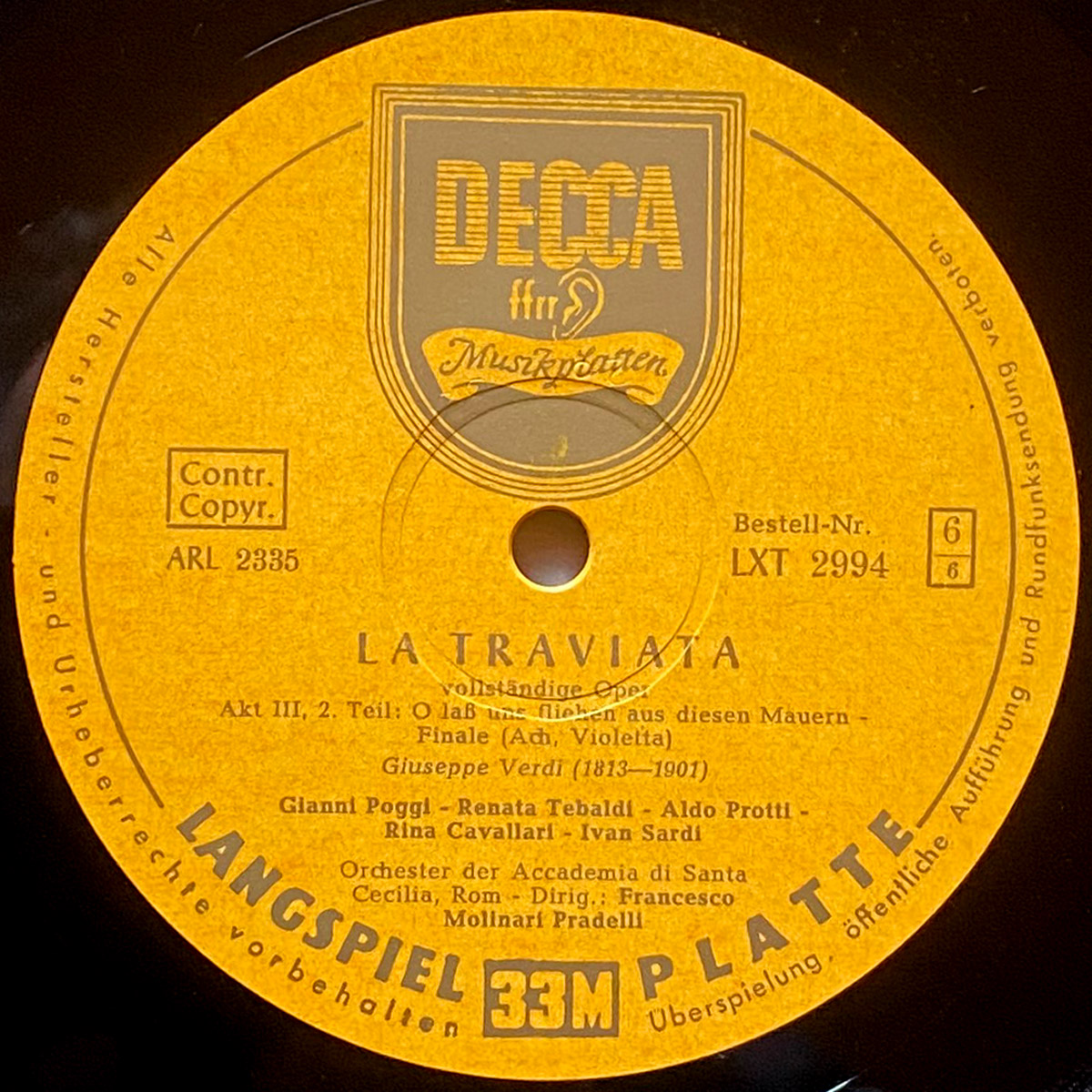 Verdi • La Traviata • LXT 2992/2993/2994 • Renata Tebaldi • Gianni Poggi • Aldo Protti • Orchestra dell'Accademia Nazionale di Santa Cecilia • Francesco Molinari Pradelli